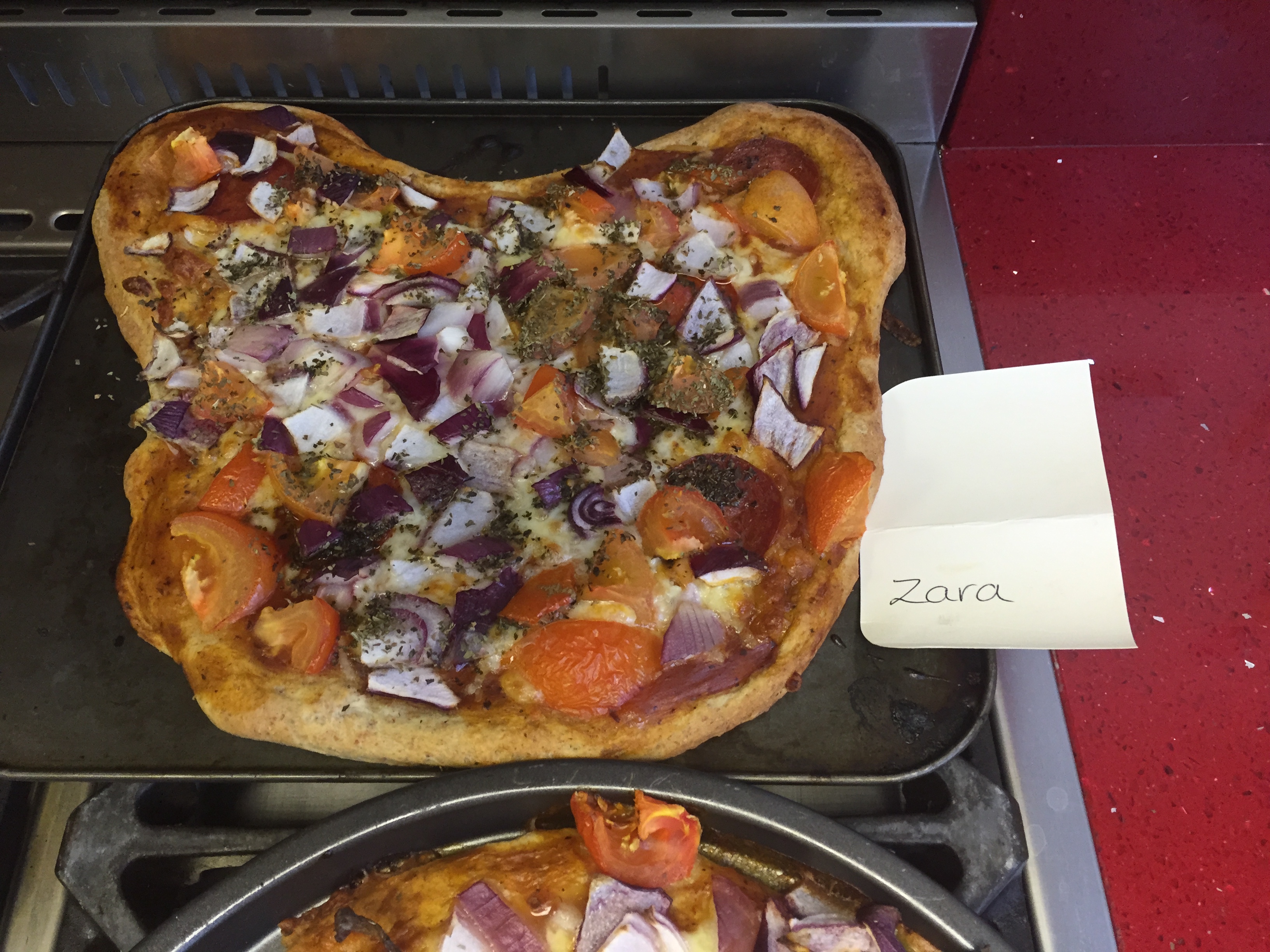 Zara's teddy bear shaped pizza 